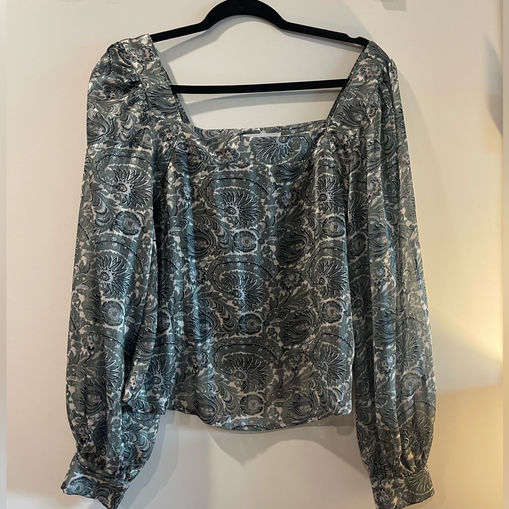 Green Square Neck Top